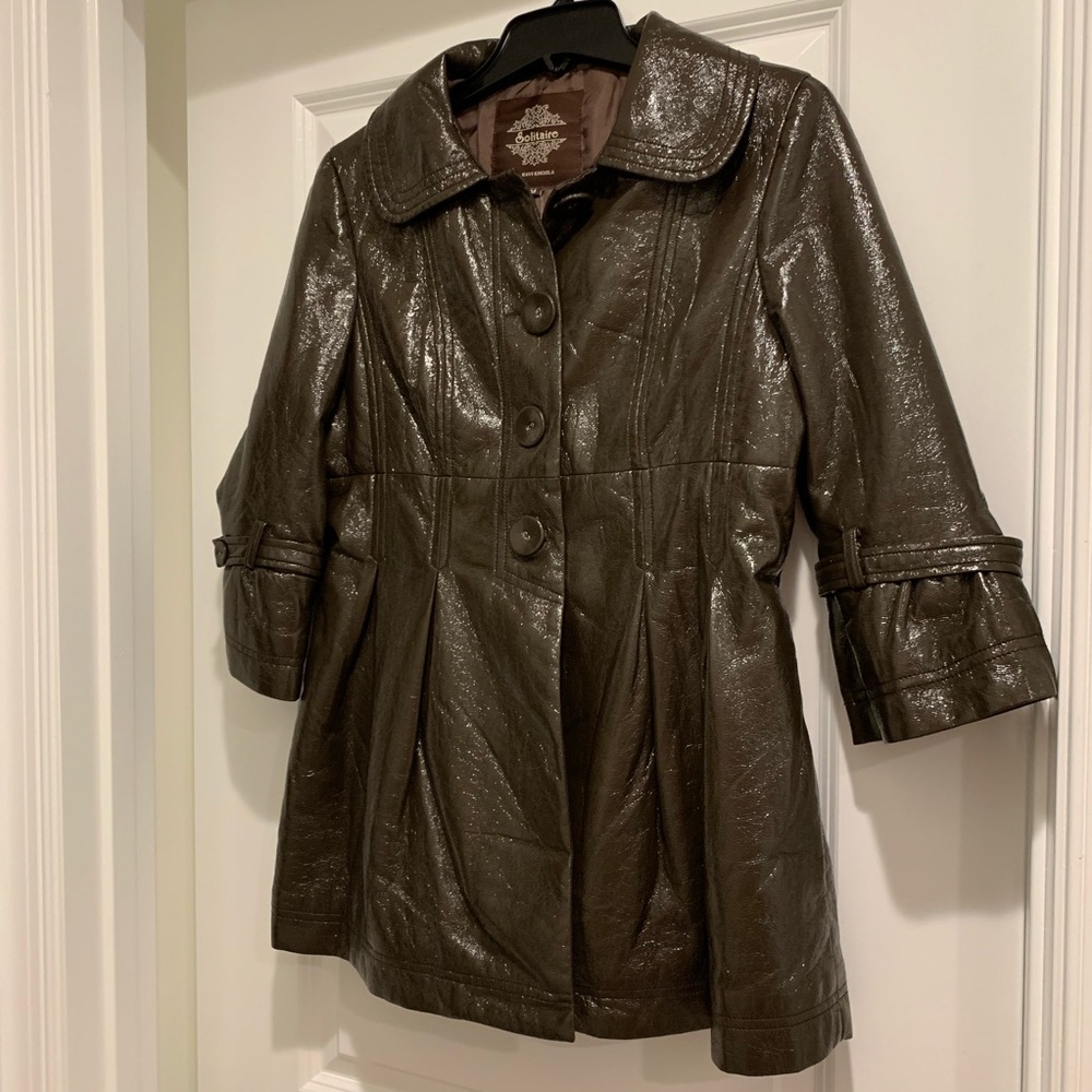 Brown Patent Midi Jacket